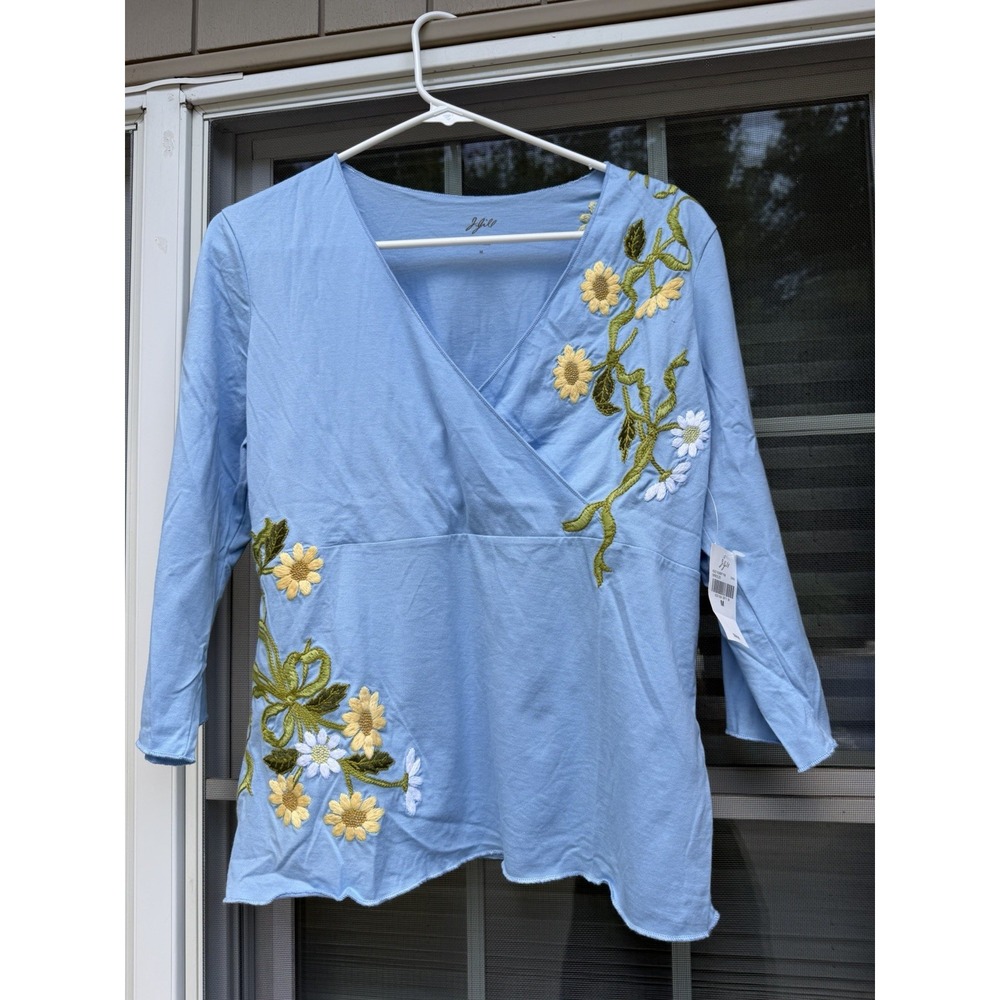 J JILL  Crossover  floral Tee Women Size Medium New w/ tags